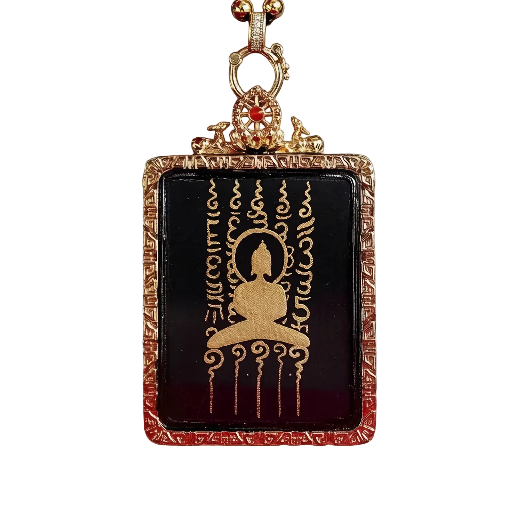 Rebgong Hand-Painted Five-Sutra Thangka Necklace