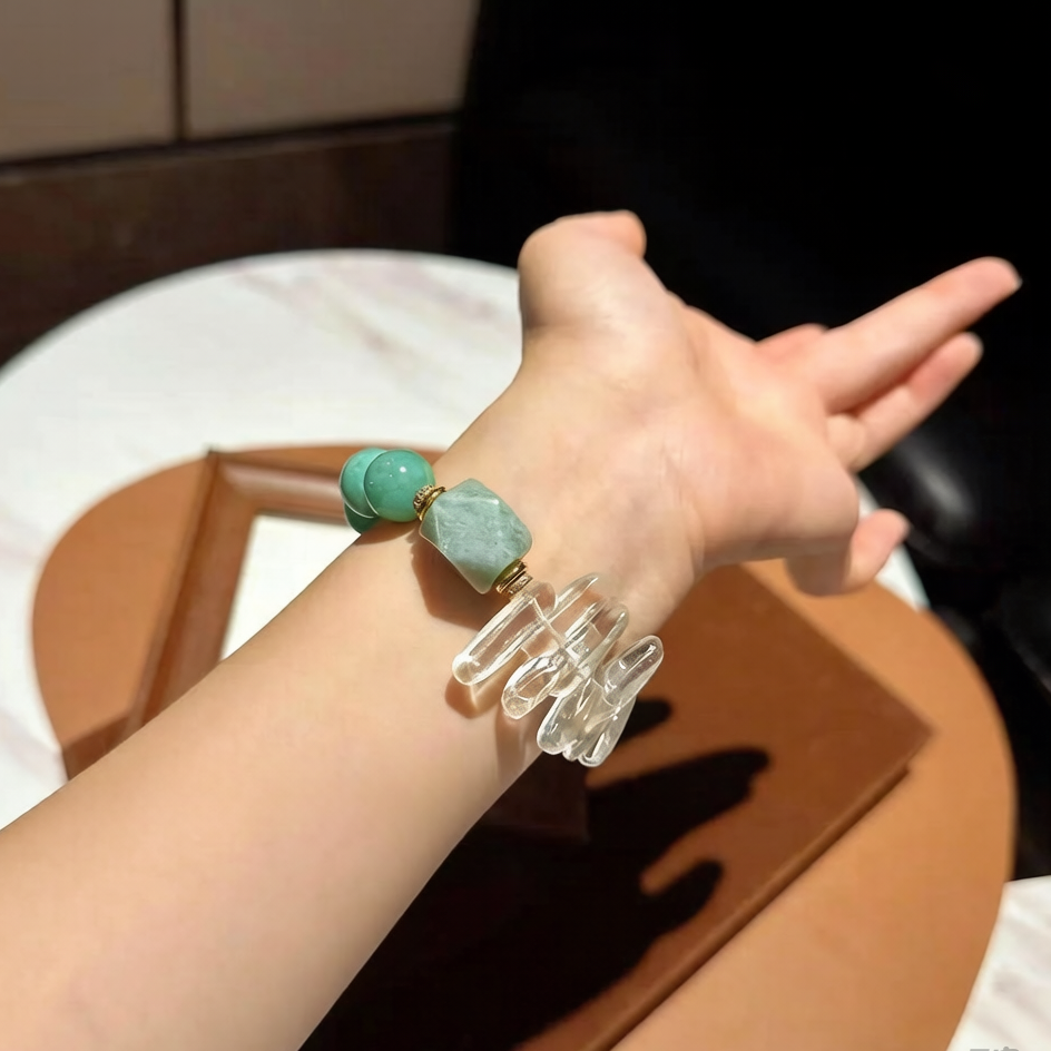 Tianhe Stone (Amazonite) Geometric Freeform Bracelet - Modern Fashion Jewelry