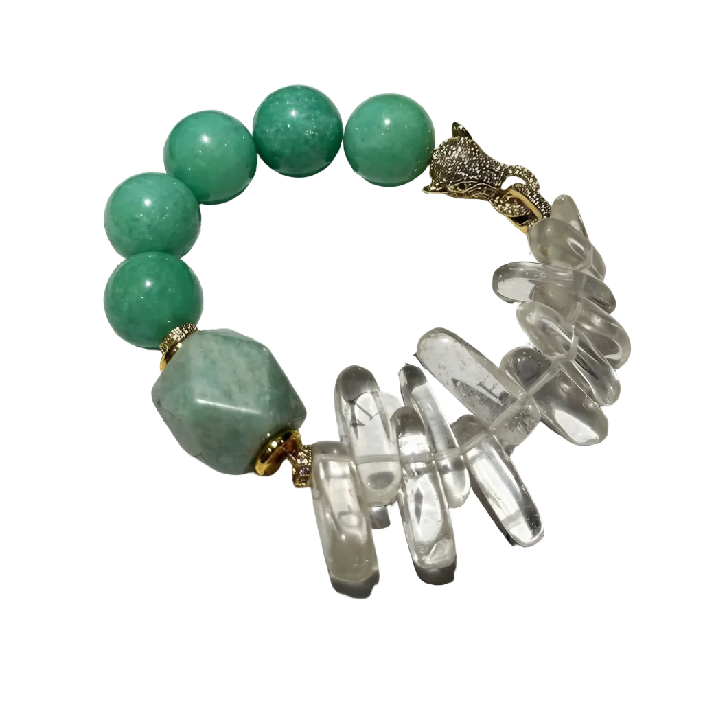 Tianhe Stone (Amazonite) Geometric Freeform Bracelet - Modern Fashion Jewelry