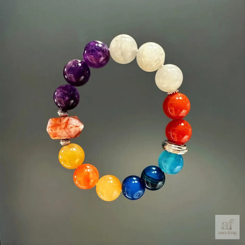 Color Block Phantom Quartz Bracelet - Tibetan Silver Tassel Amethyst Red Agate