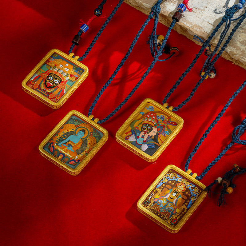 Chinese zodiac guardian buddha thangka pendant for spiritual protection