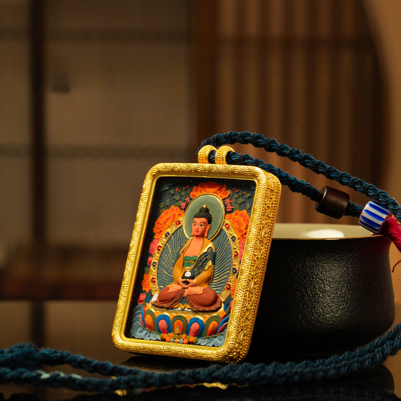 Chinese zodiac guardian buddha thangka pendant for spiritual protection
