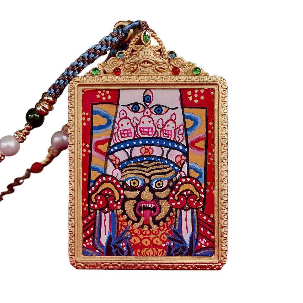 Green Tara Tibetan thangka necklace for compassion and protection