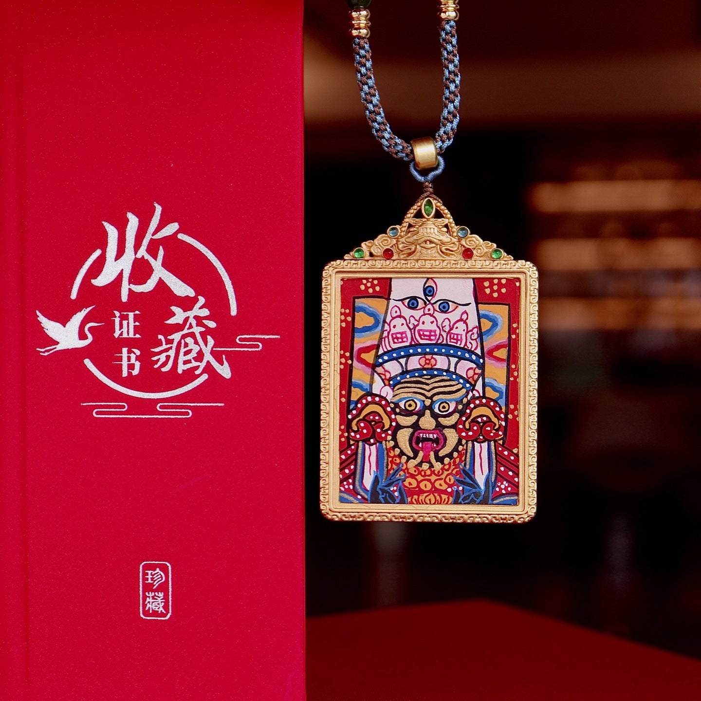 Green Tara Tibetan thangka necklace for compassion and protection