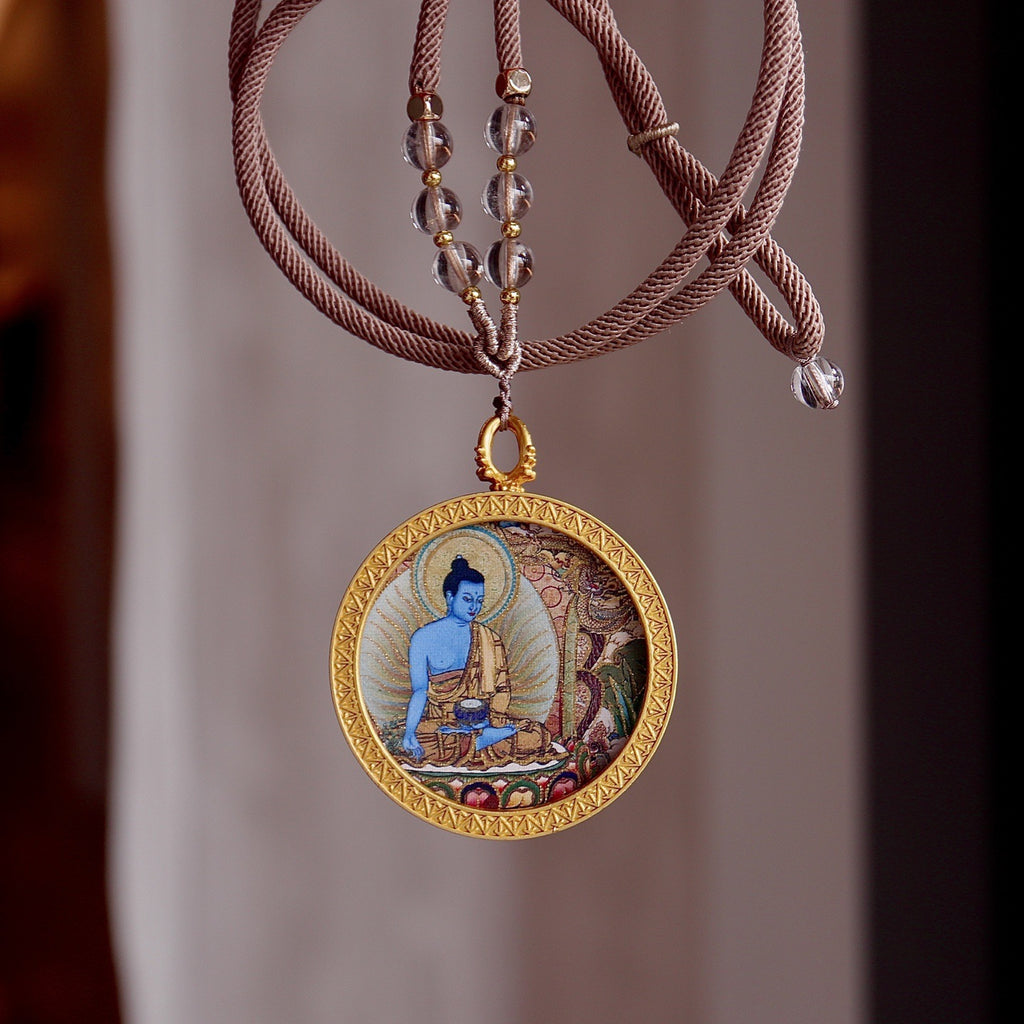 Medicine Buddha healing pendant Tibetan spiritual amulet