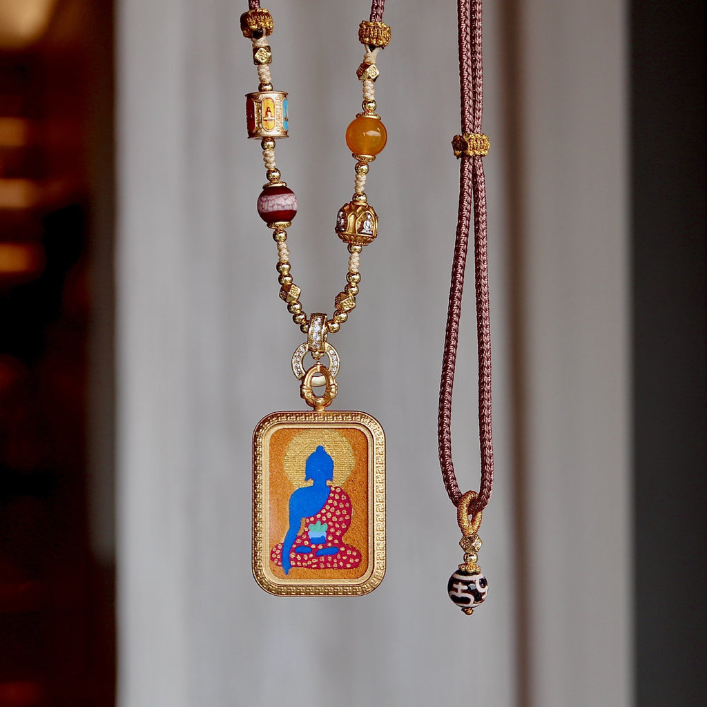 Medicine Buddha healing pendant Tibetan spiritual amulet