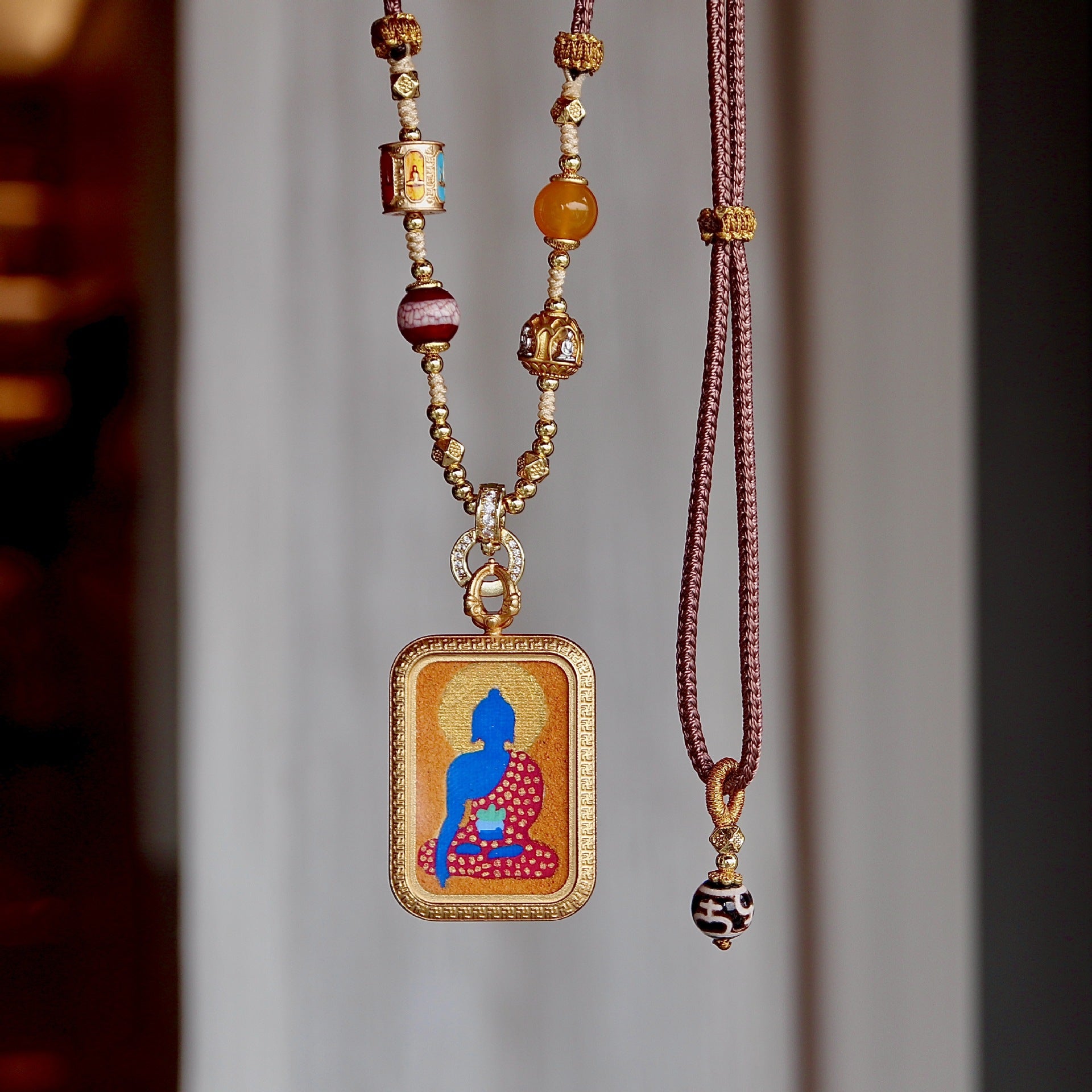 Medicine Buddha healing pendant Tibetan spiritual amulet