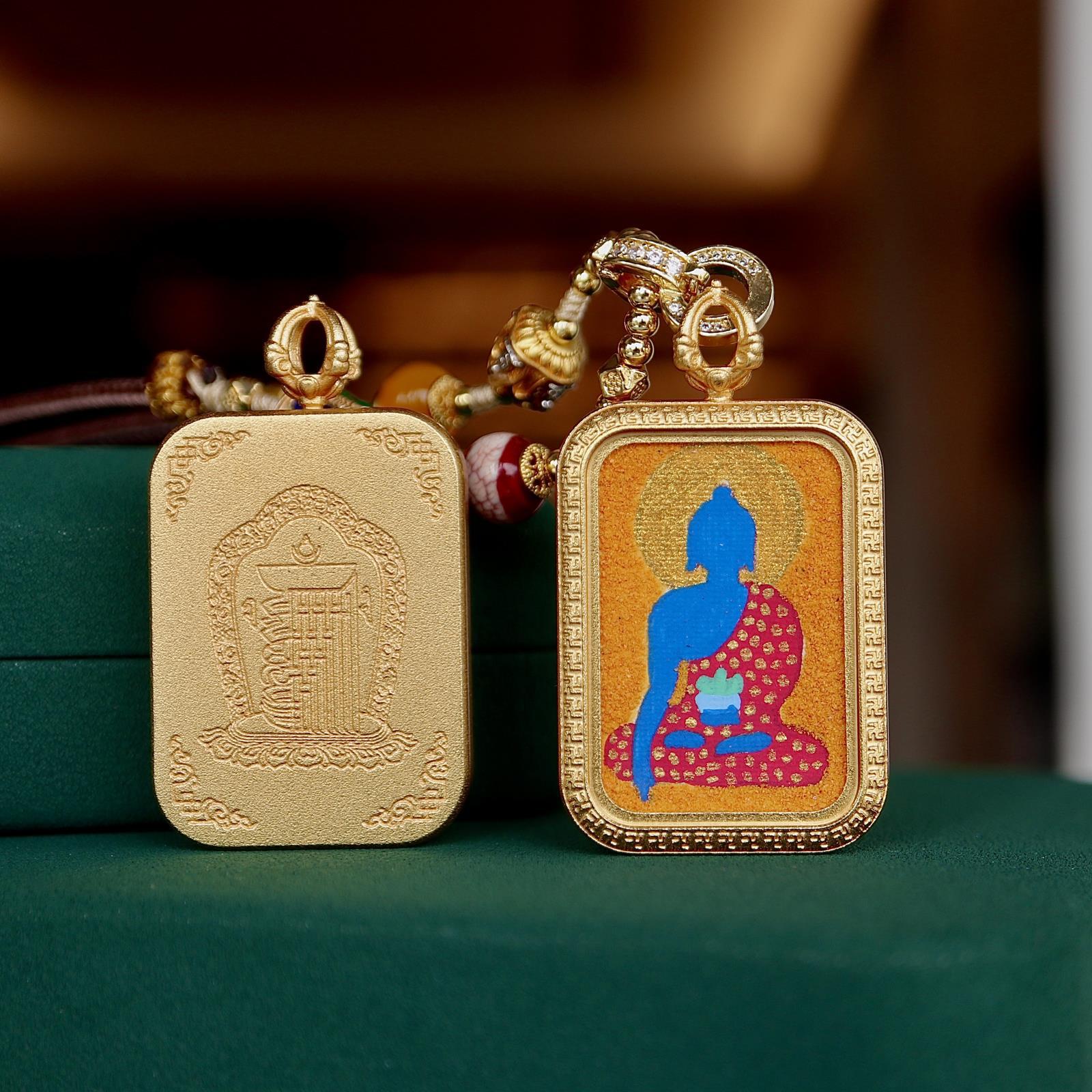 Medicine Buddha healing pendant Tibetan spiritual amulet