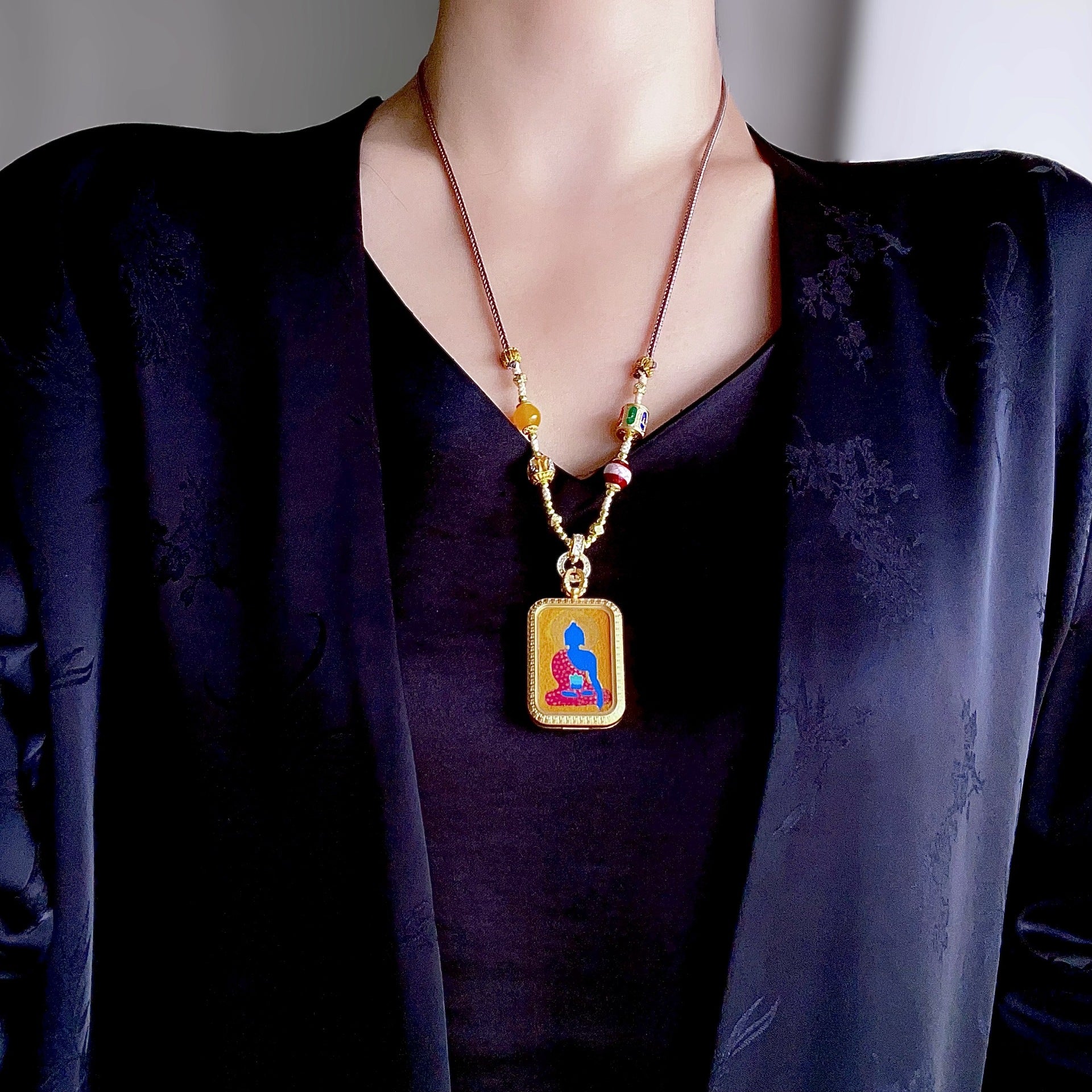 Medicine Buddha healing pendant Tibetan spiritual amulet