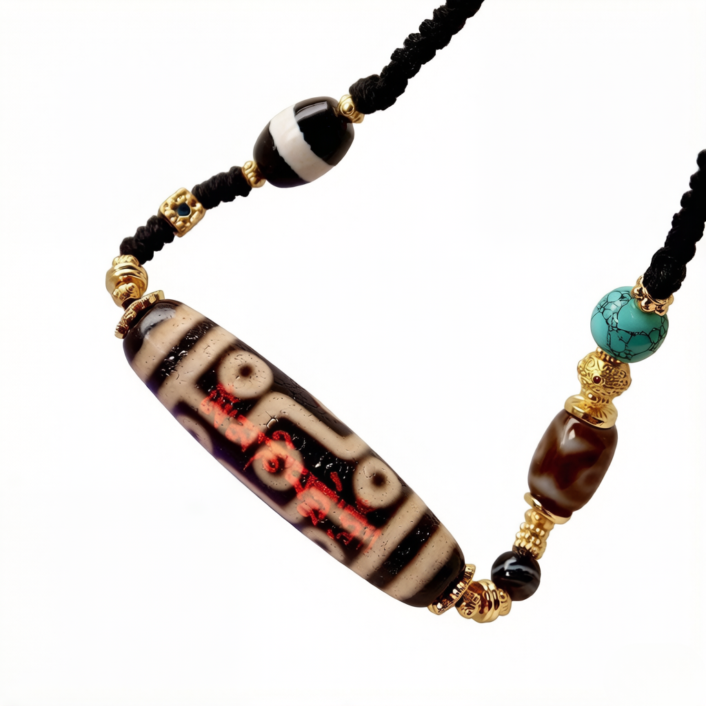 Nine eyed Tibetan dzi bracelet for luck prosperity and protection
