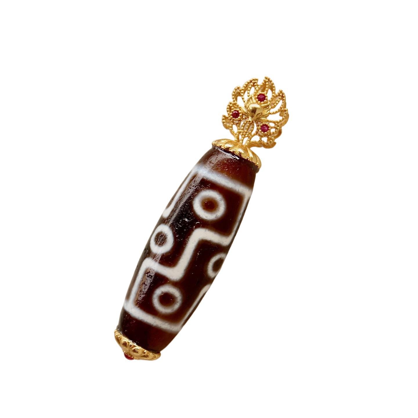 Nine eyed Tibetan dzi bracelet for luck prosperity and protection