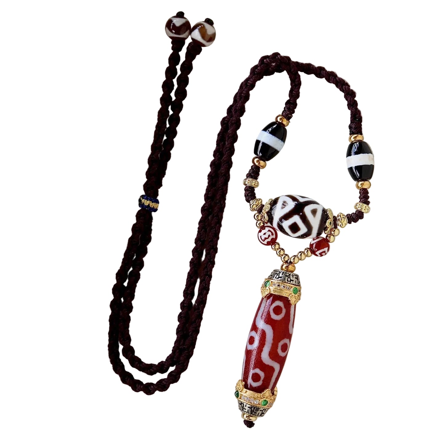 Nine eyed Tibetan dzi bracelet for luck prosperity and protection