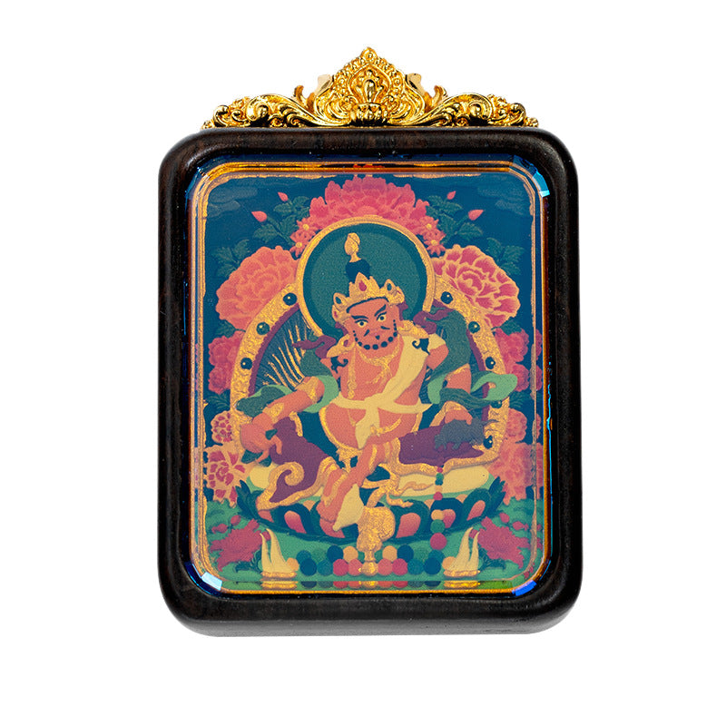 Hand-painted wooden thangka gau box necklace, customizable Tibetan spiritual amulet