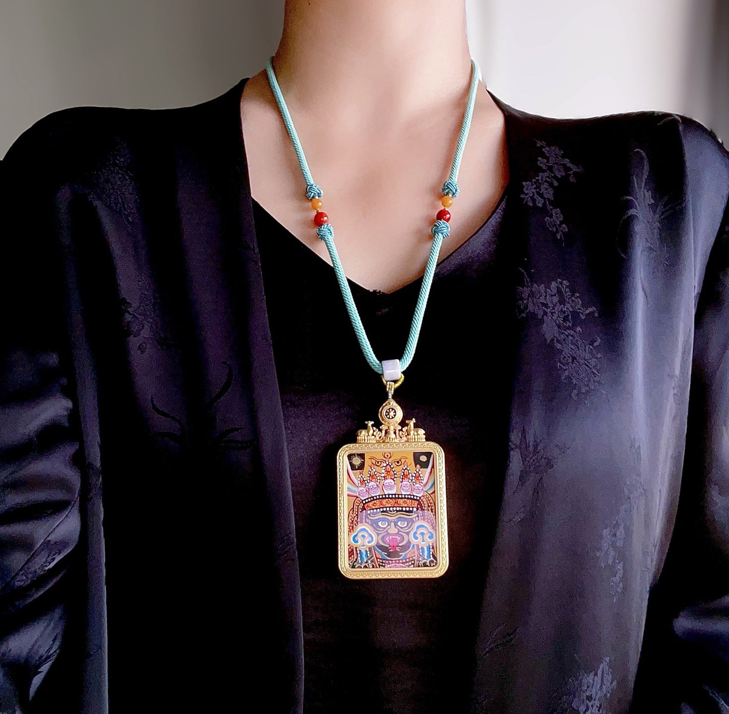 Zakhi Lhamo wealth goddess pendant for prosperity and protection
