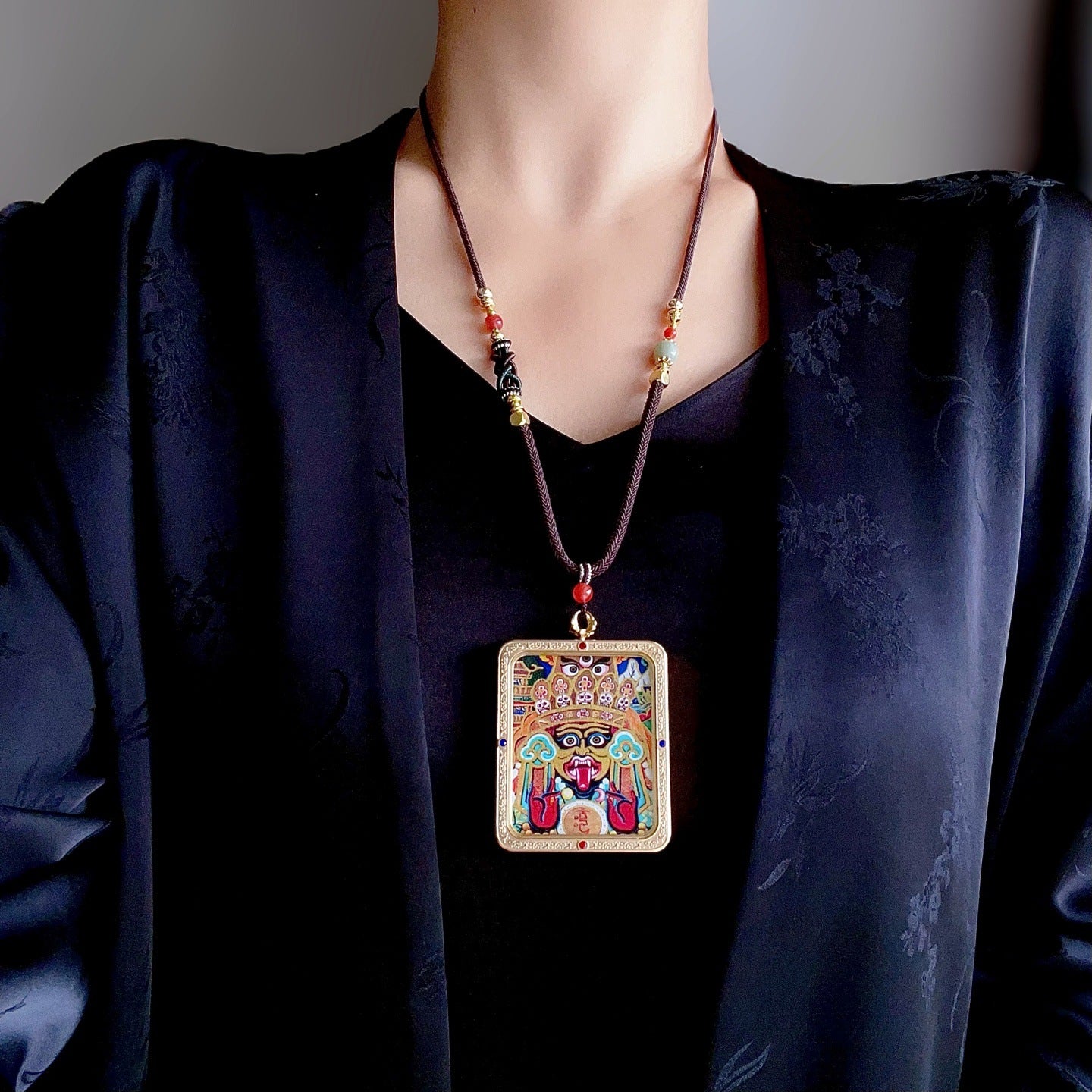 Zakhi Lhamo wealth goddess pendant for prosperity and protection