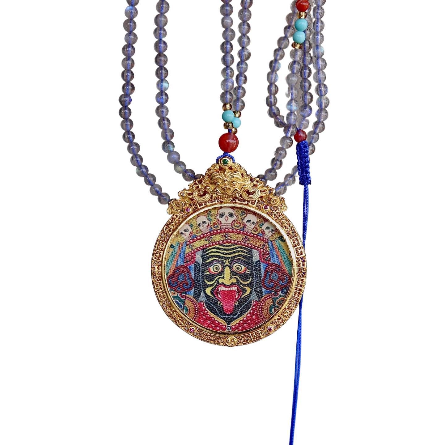 Zakhi Lhamo wealth goddess pendant for prosperity and protection